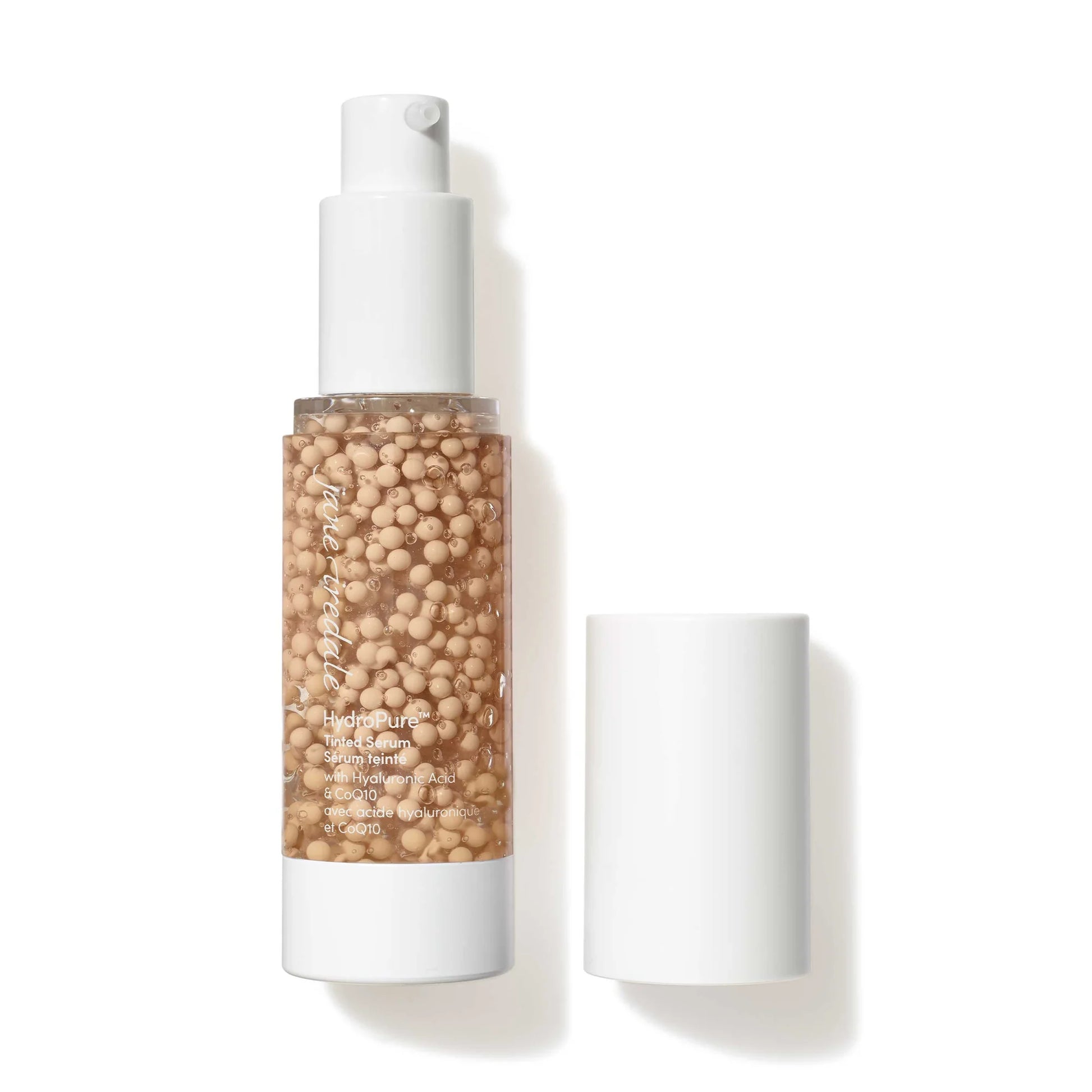 Fair 1 - Skincare bottle with a white cap and beige product inside on a white background